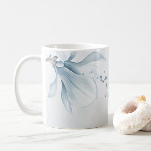 Mug fleurs de bleu poussiéreux de marine botanique