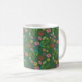 Mug Fleurs de Bohème Fille Forêt Vert et rose (Devant droit)