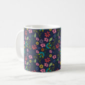 Mug Fleurs de Bohême Fille Marine Bleu et Rose (Devant gauche)