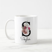 Mug Fleurs de Bohème Rose Monogrammées Initiale S (Gauche)