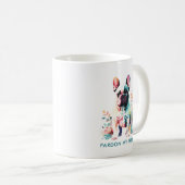Mug Fleurs de Bulldog Français mignon Pardon Mon Franç (Devant droit)