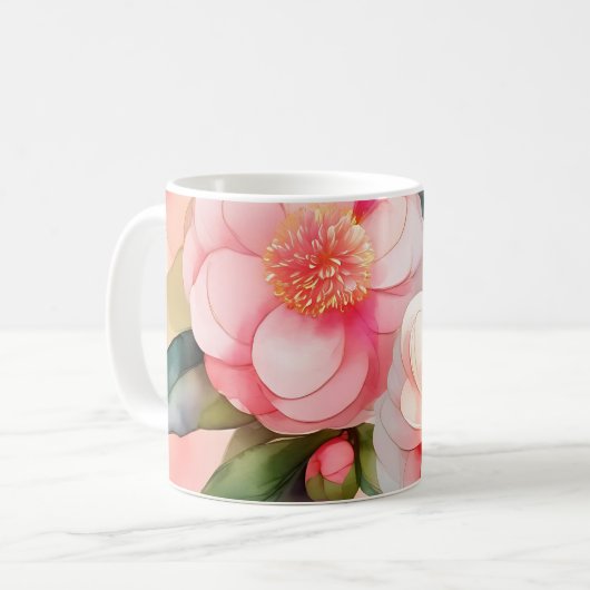Mug Fleurs de Camellia Rose (Devant gauche)