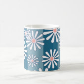 Mug Fleurs de camomille blanche sur fond bleu rayé (Centre)