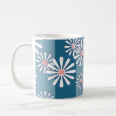 Mug Fleurs de camomille blanche sur fond bleu rayé (Gauche)