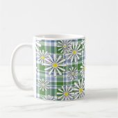 Mug Fleurs de camomille blanche sur un damier vert ble (Gauche)