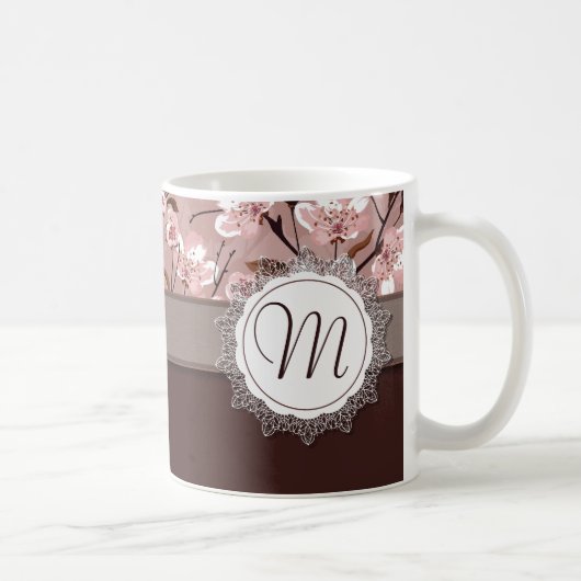 Mug Fleurs de cerisier avec le monogramme de dentelle (Droite)