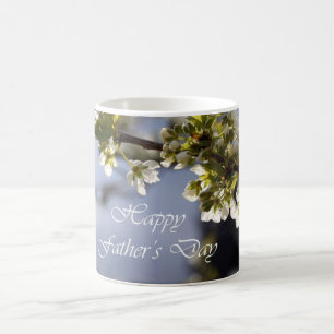 Mug fleurs de cerisier blanches joyeuse fête des pères