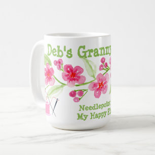 Mug Fleurs de cerisier peintes à la main Grand-mère Po