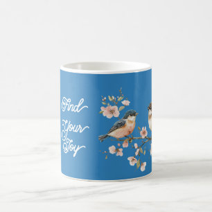 Mug Fleurs de cerisier roses Joie oiseaux bleus