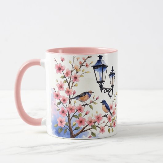 Mug Fleurs de cerisiers et oiseaux (Gauche)