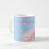 Mug Fleurs de cerisiers roses douces avec votre nom (Devant gauche)