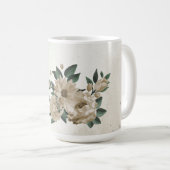 Mug fleurs de champagne romantiques & feuilles vertes (Devant droit)