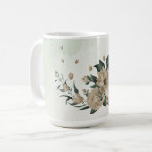 Mug fleurs de champagne romantiques & feuilles vertes (Devant gauche)
