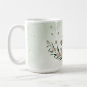 Mug fleurs de champagne romantiques & feuilles vertes (Gauche)
