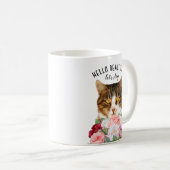 Mug Fleurs de chats amusantes Bonjour belle (Devant droit)