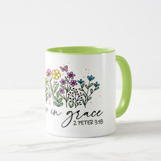 MUG FLEURS DE CONCEPTION SIMPLE "GROW IN GRACE" BIBLE  (Devant droit)