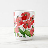 Mug Fleurs de coquelicot écarlate d'aquarelle et bourd (Centre)