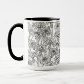Mug Fleurs de Cornflowers, fleurs sauvages en noir et (Gauche)