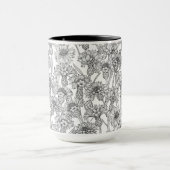 Mug Fleurs de Cornflowers, fleurs sauvages en noir et (Centre)