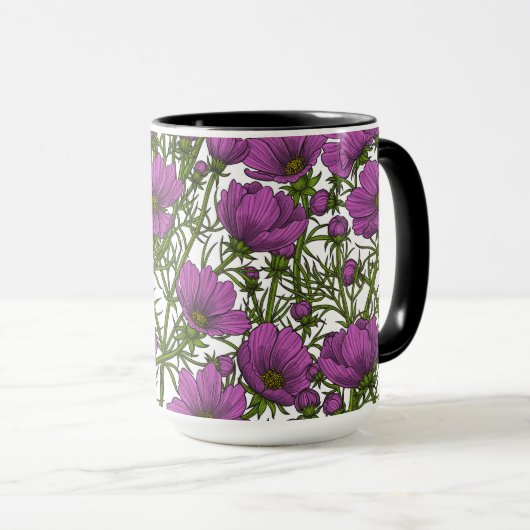 Mug Fleurs de cosmos violet (Devant droit)