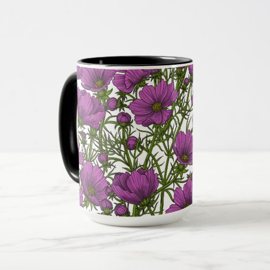 Mug Fleurs de cosmos violet (Devant gauche)