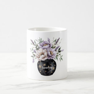 Mug Fleurs de crème de lavande vase étoiles scintillan