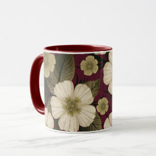 Mug Fleurs de crème élégantes sur arrière - plan Bourg