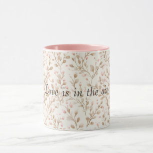 Mug Fleurs de crème rose amour romantique