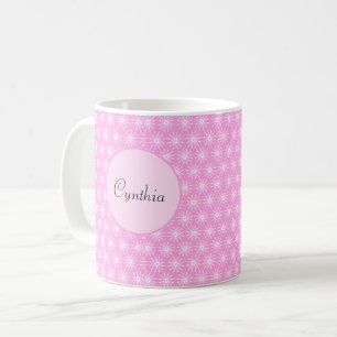 Mug Fleurs de démarrage blanches sur rose