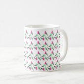 Mug Fleurs de doodle rose motif vert (Devant droit)