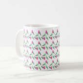 Mug Fleurs de doodle rose motif vert (Devant gauche)
