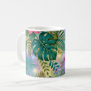 Mug Fleurs de Fantaisie Jungle Violet Vert Or Rêveur