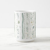 Mug Fleurs de feuilles vertes naturelles abstraites bl (Centre)