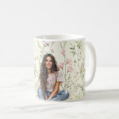 Mug Fleurs de fille aux cheveux marron (Devant droit)