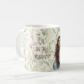 Mug Fleurs de fille aux cheveux marron (Devant gauche)