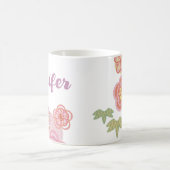 Mug Fleurs de fleurs mignonnes violettes rose avec nom (Centre)