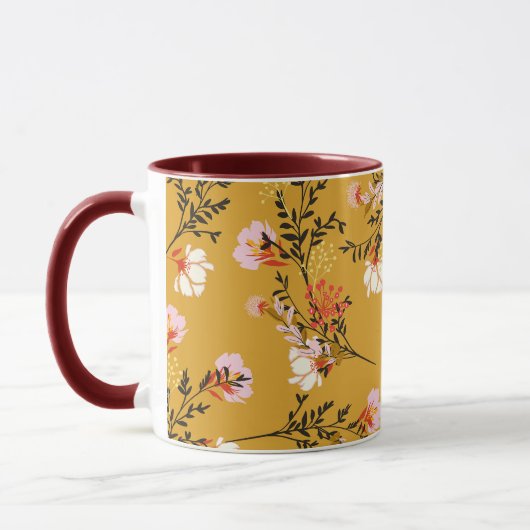 Mug Fleurs de fond jaune (Gauche)