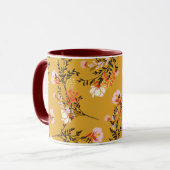Mug Fleurs de fond jaune (Devant gauche)
