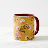 Mug Fleurs de fond jaune (Devant droit)