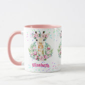 Mug Fleurs de girafe Boho Nommées Filles, Cadeaux Ados (Gauche)
