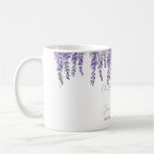 Mug Fleurs de glycine violette sur blanc élégant (Gauche)