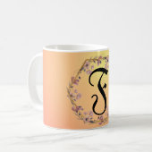 Mug Fleurs de gradient de coucher d'or moderne Monogra (Devant gauche)