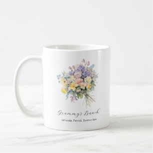 Mug Fleurs de grand-mère personnalisées pour petits-en