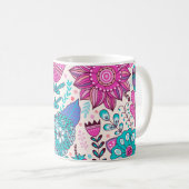 Mug Fleurs de gribouillis botaniques, texture transpar (Devant droit)
