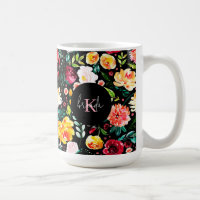 Fleurs de jardin anglais coloré monogrammes motif