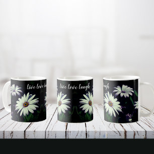 Mug Fleurs de Jardin Blanc Adorable Live Love Laugh