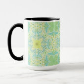 Mug Fleurs de jardin rétro en vert et jaune (Gauche)