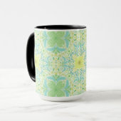 Mug Fleurs de jardin rétro en vert et jaune (Devant gauche)