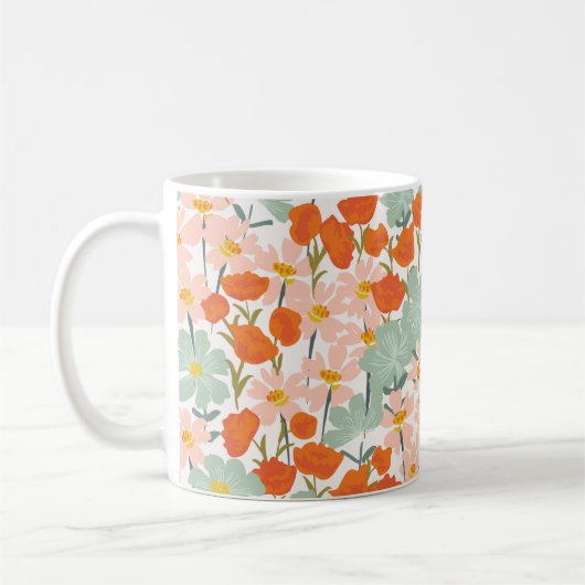 Mug Fleurs de jardin : rose, orange sans soudure (Gauche)