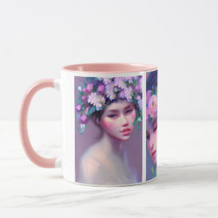 Mug Fleurs de jeunes filles charmantes dans les cheveu